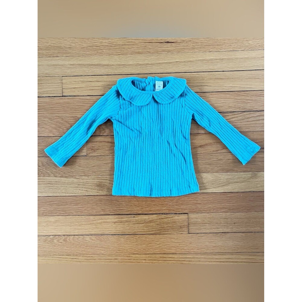 Kate Quinn Green Blue Polka Dot Ribbed Collar Organic Cotton Long Sleeve 18-24